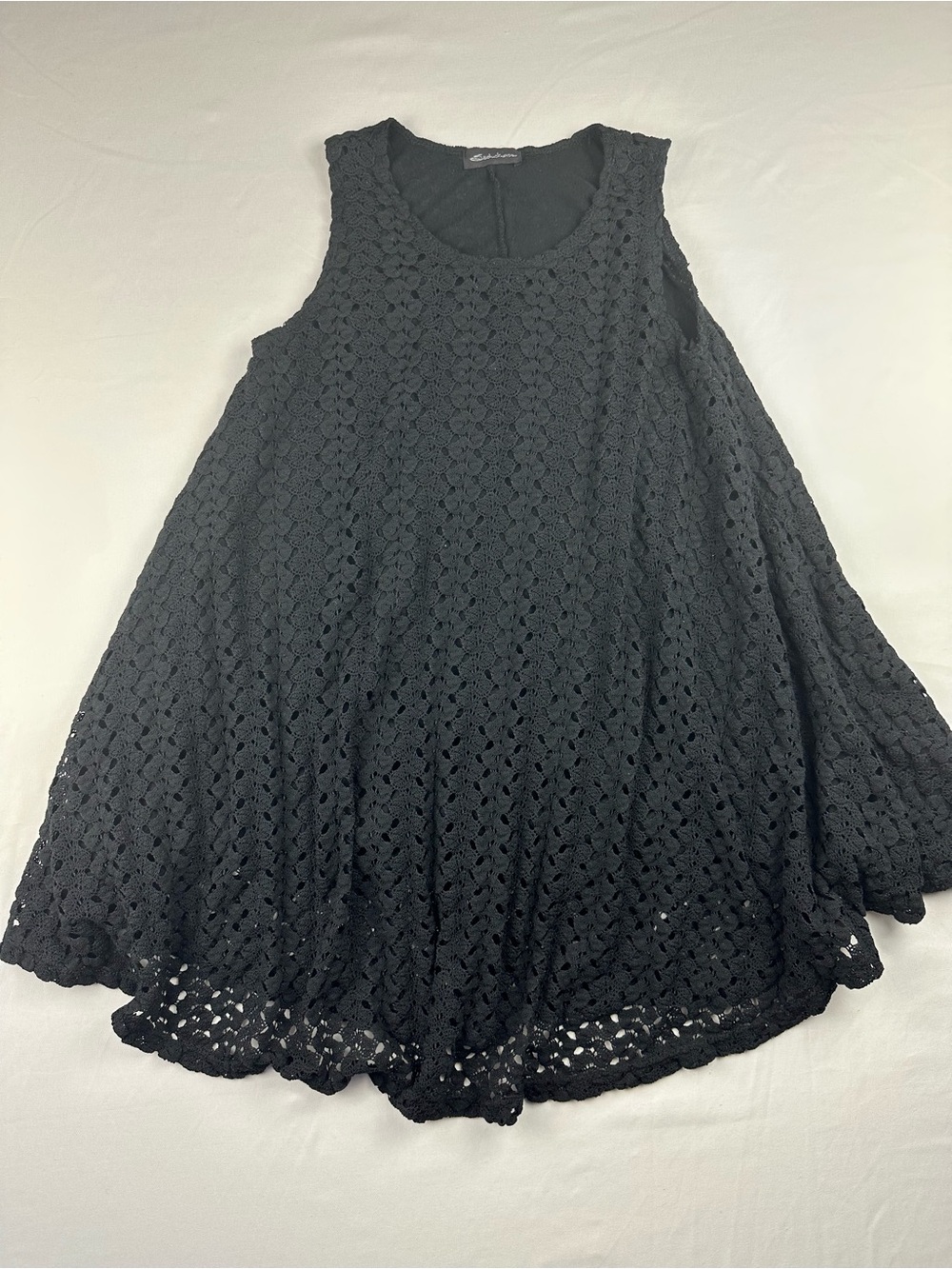 Y2K Black Crochet Lace Tank Top Whimsigoth Festival Babydoll Grunge Fairy Boho